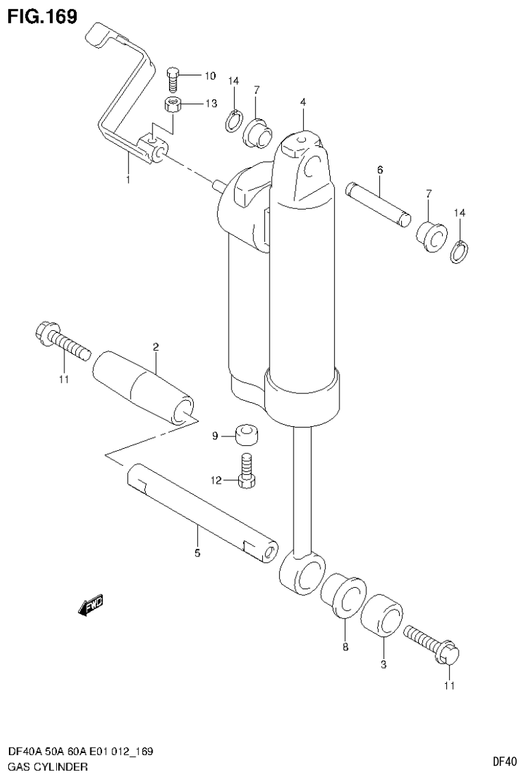 Suzuki DF40AST, DF50A, DF50ATH GAS CYLINDER (DF60AQH E40) parts diagram